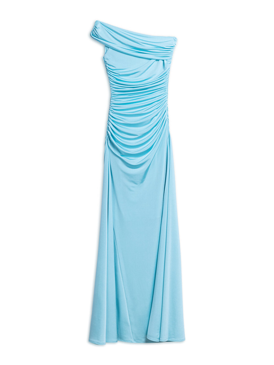 Nocturne Tek Omuz ve Drape Detaylı Maxi Elbise