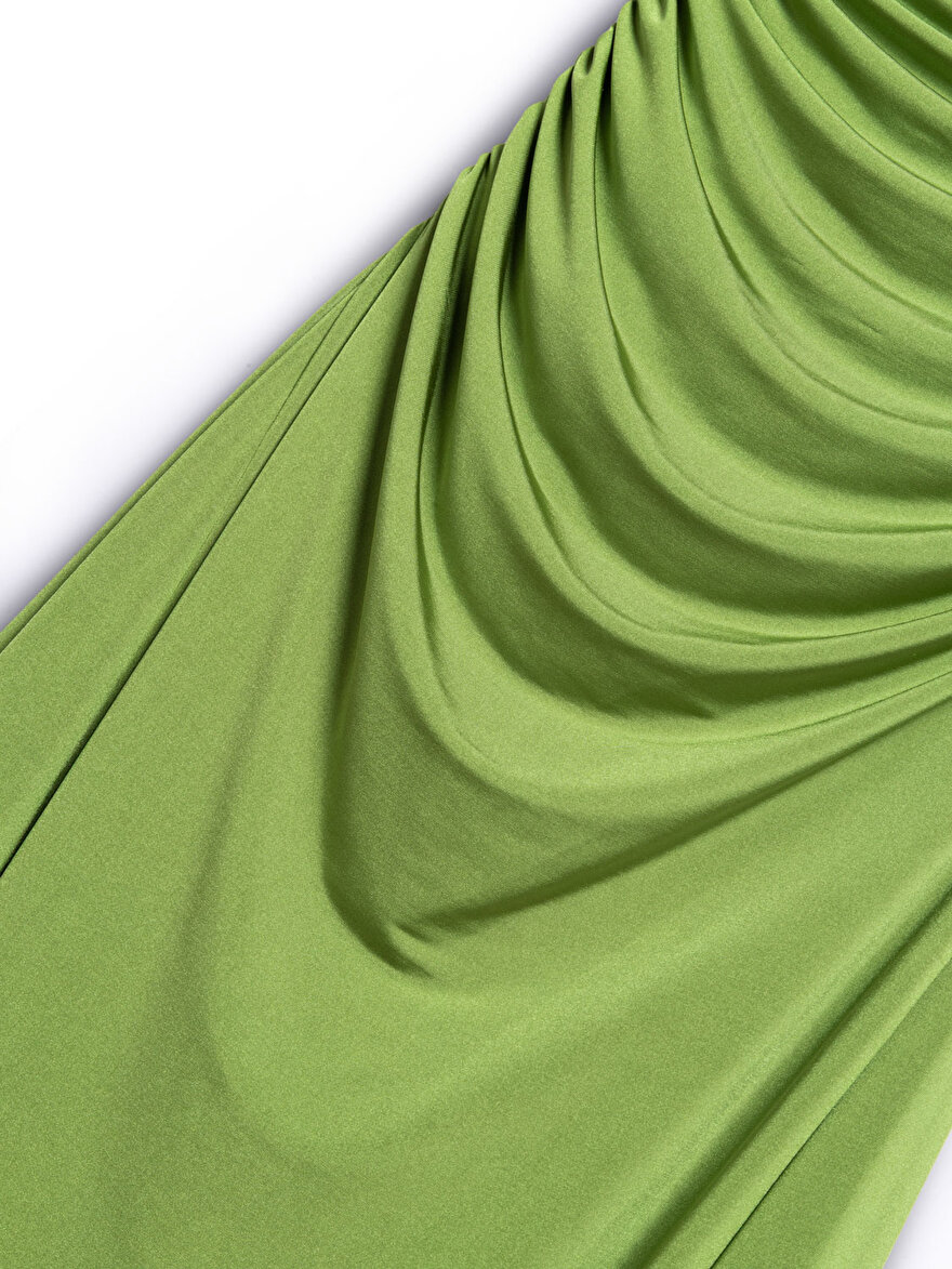 Nocturne Tek Omuz ve Drape Detaylı Maxi Elbise