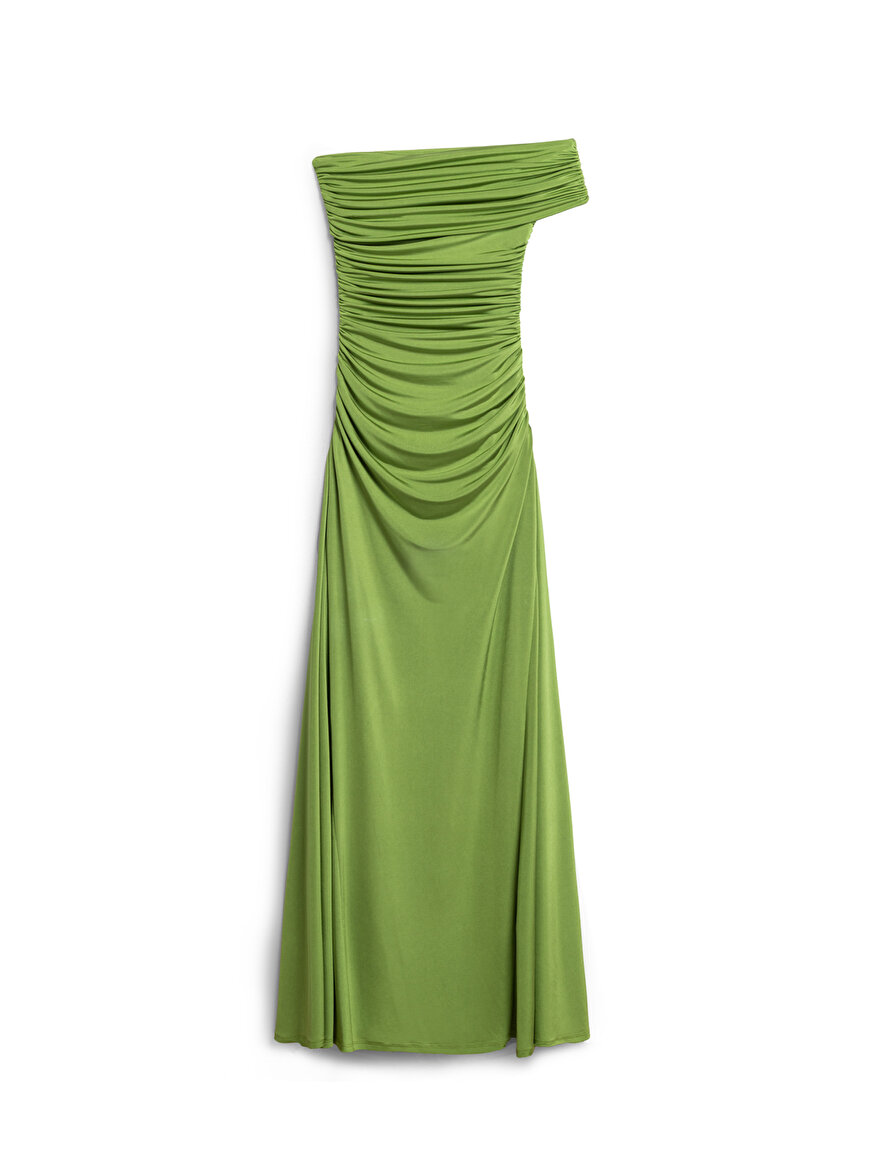 Nocturne Tek Omuz ve Drape Detaylı Maxi Elbise