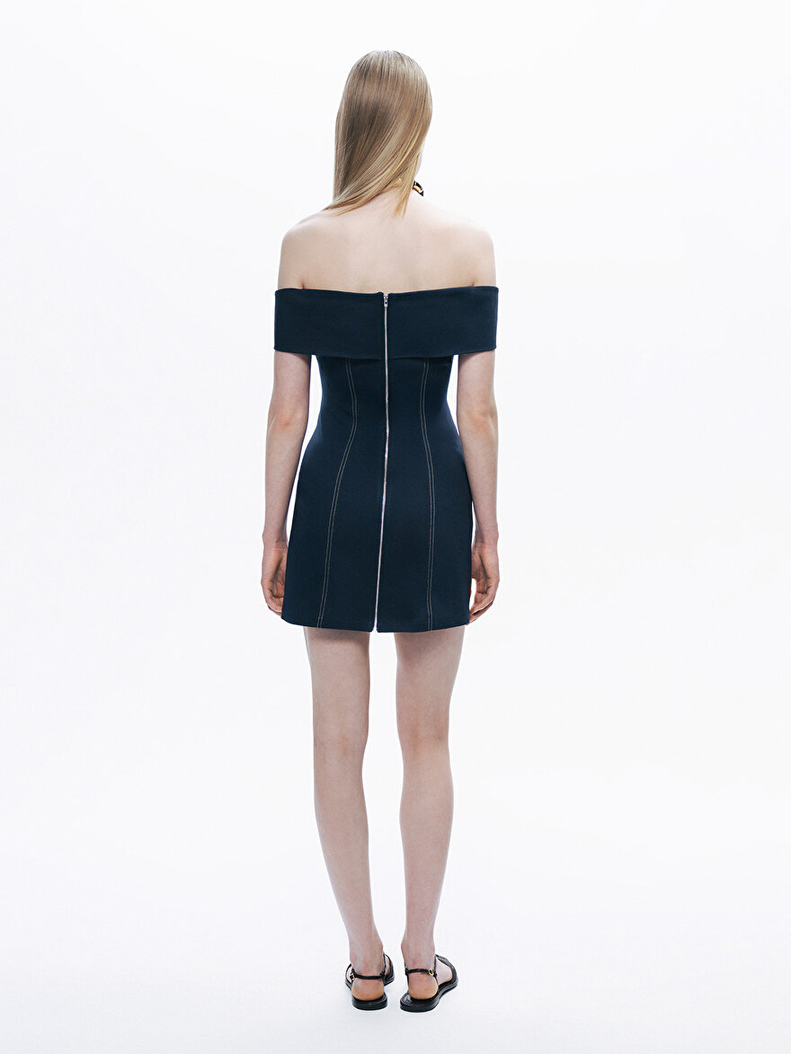 Nocturne Yaka Detaylı Mini Elbise