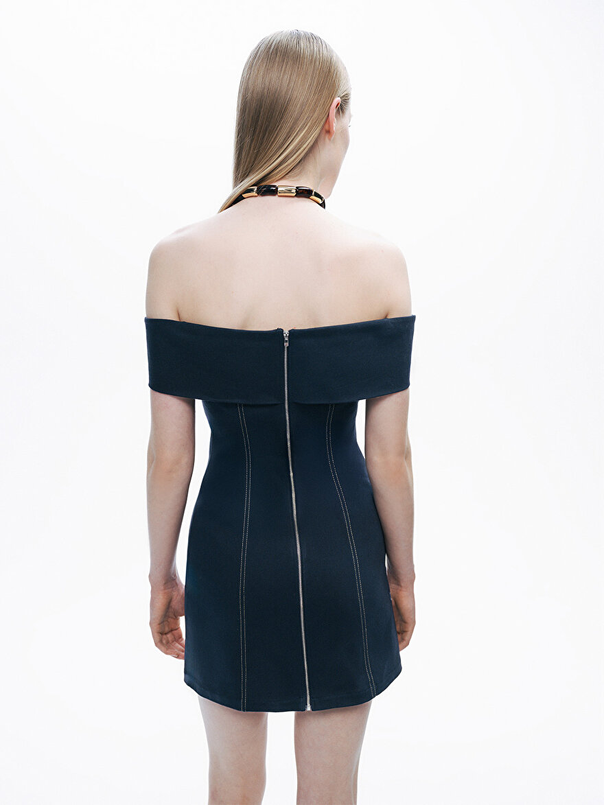 Nocturne Yaka Detaylı Mini Elbise