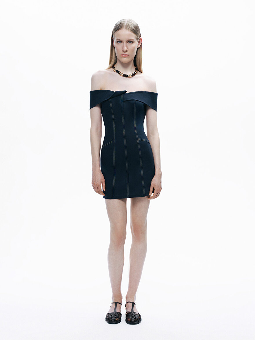 Nocturne Yaka Detaylı Mini Elbise