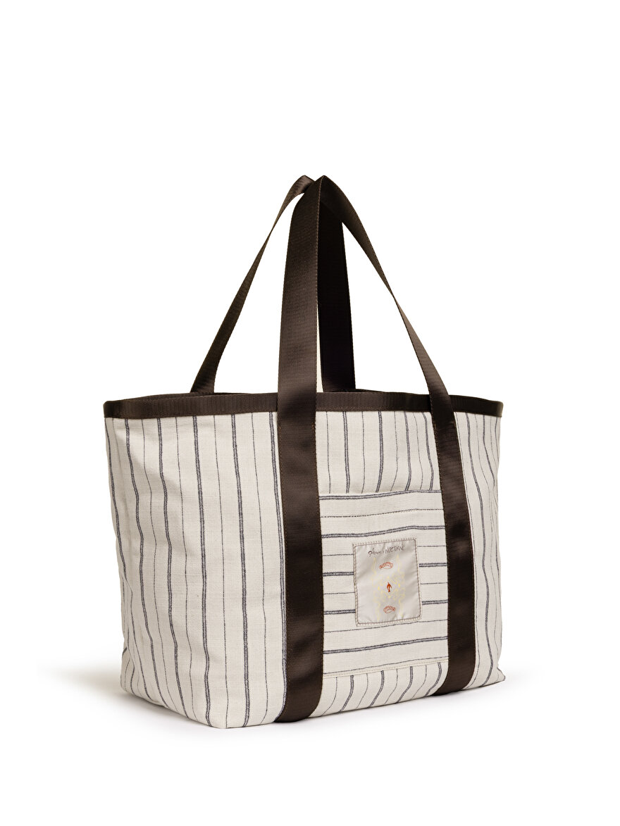 Nocturne Çizgili Tote Çanta