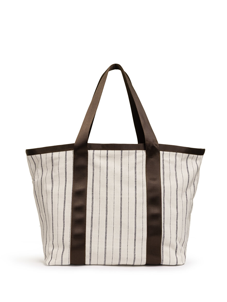 Nocturne Çizgili Tote Çanta