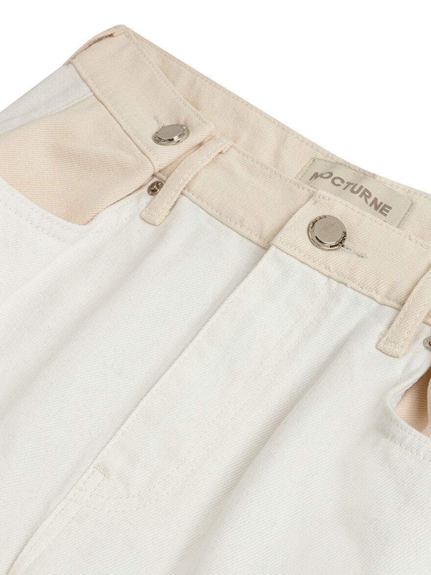 Nocturne Metal Düğme Aksesuarlı Mini Denim Şort