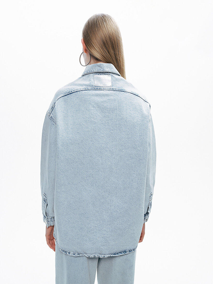 Nocturne Taş Detaylı Denim Gömlek