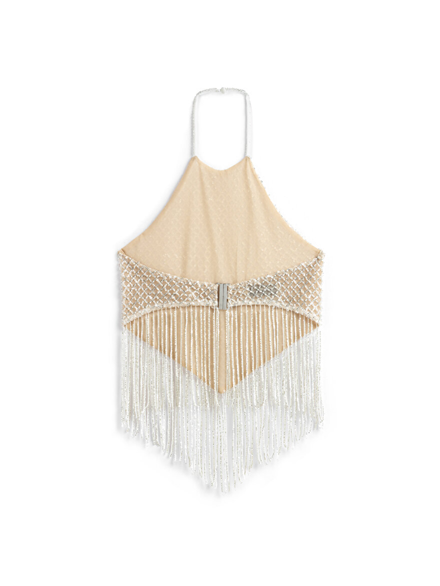 Nocturne Boncuk Püskül Detaylı Crop Top