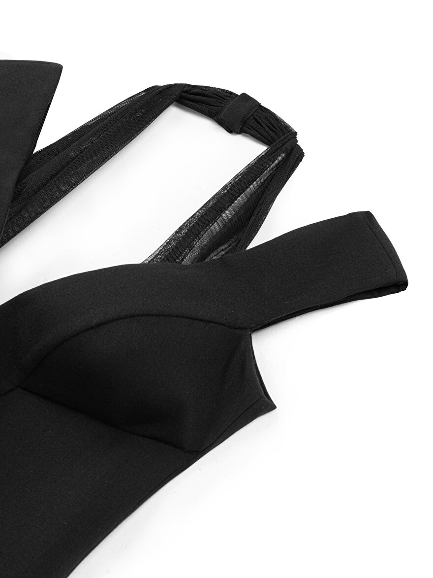 Nocturne Şifon Detaylı Midi Elbise