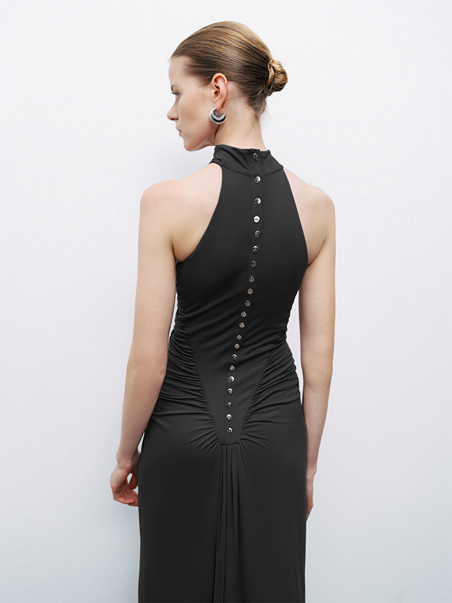 Nocturne Drape Detaylı Halter Yaka Maxi Elbise