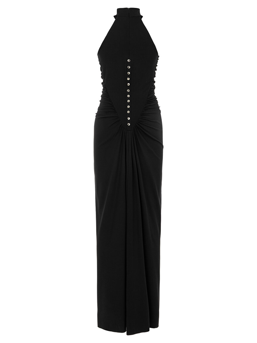 Nocturne Drape Detaylı Halter Yaka Maxi Elbise