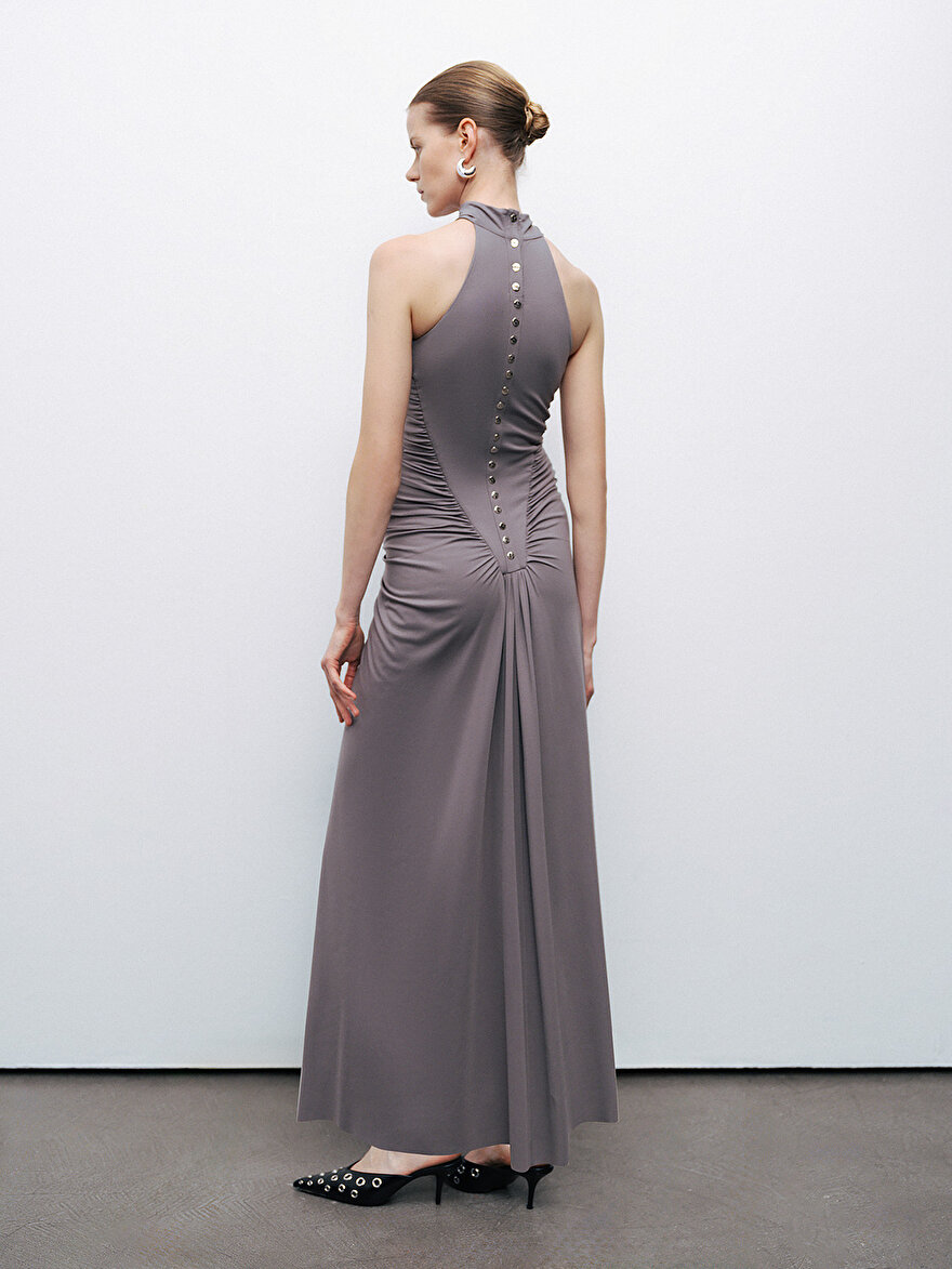 Nocturne Drape Detaylı Halter Yaka Maxi Elbise
