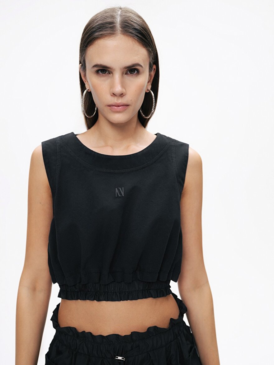 Nocturne Baskı Detaylı Crop Top