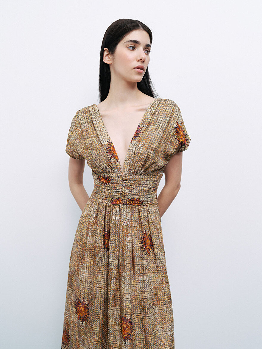 Nocturne Desenli Maxi Elbise