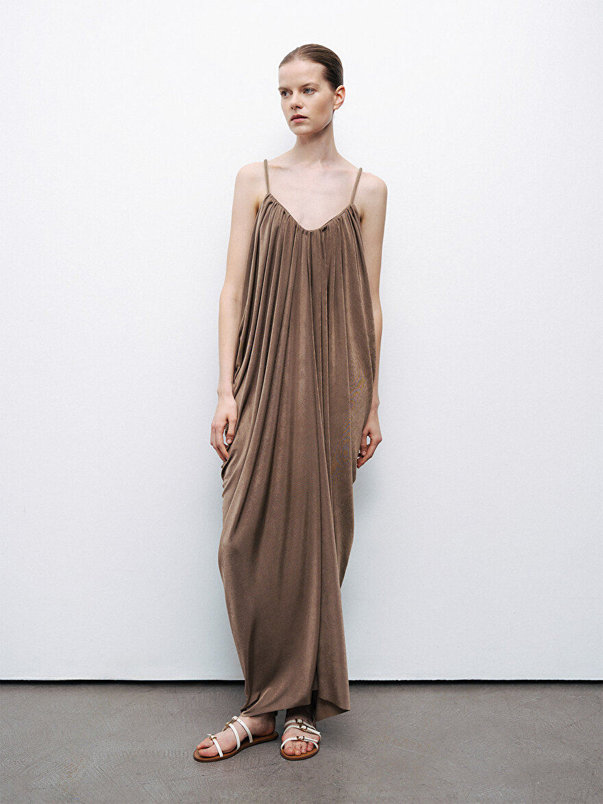 Nocturne Drape Detaylı Dökümlü Maxi Elbise