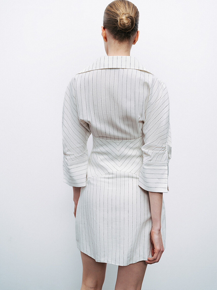 Nocturne Gömlek Görünümlü Keten Elbise