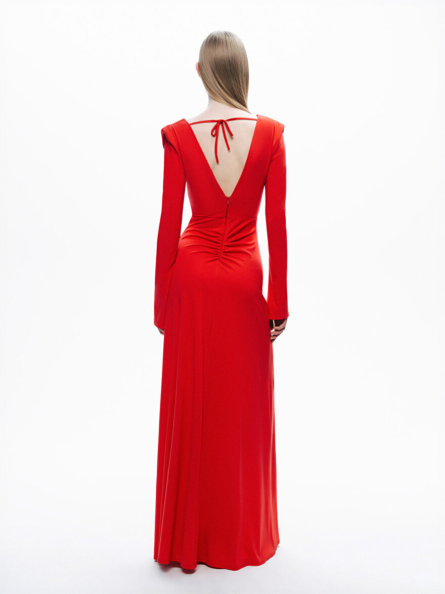 Nocturne Vatkalı Aksesuar Detaylı Maxi Elbise