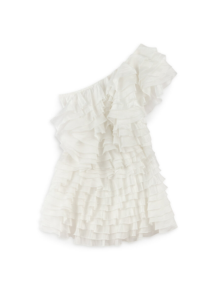 Nocturne Katlı Fırfır Detaylı Mini Elbise