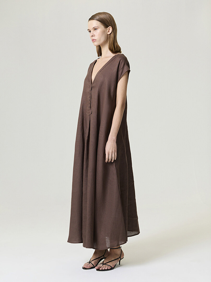 Nocturne Keten Maxi Elbise