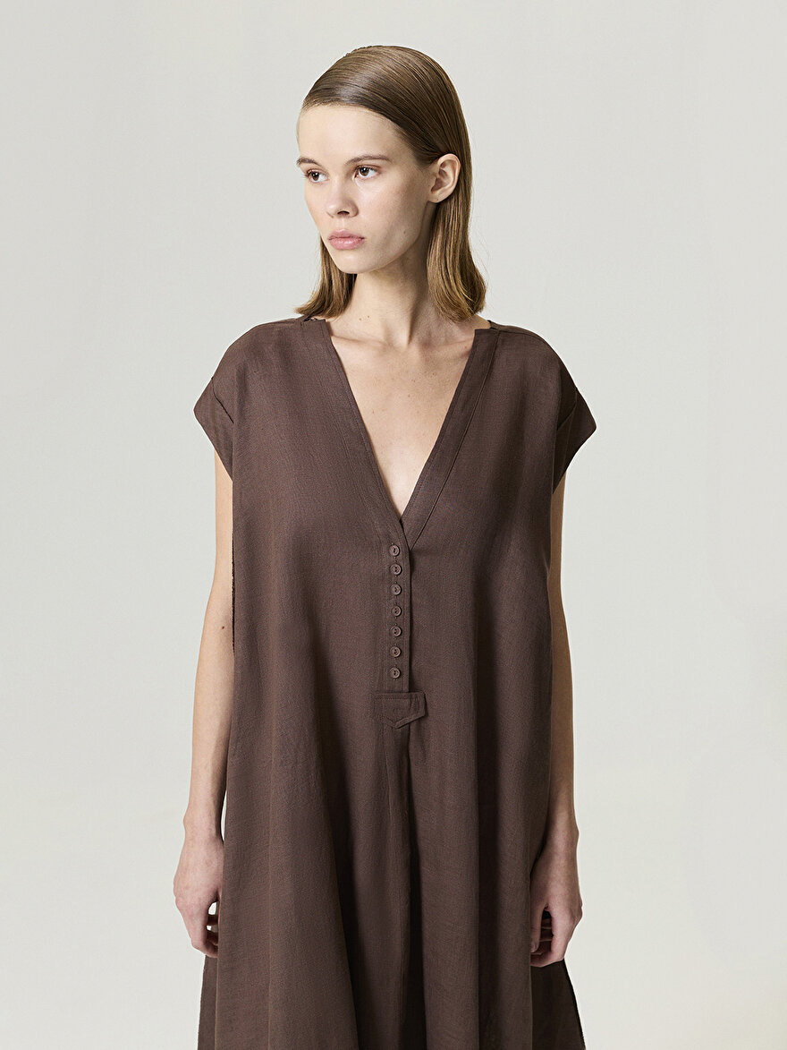 Nocturne Keten Maxi Elbise