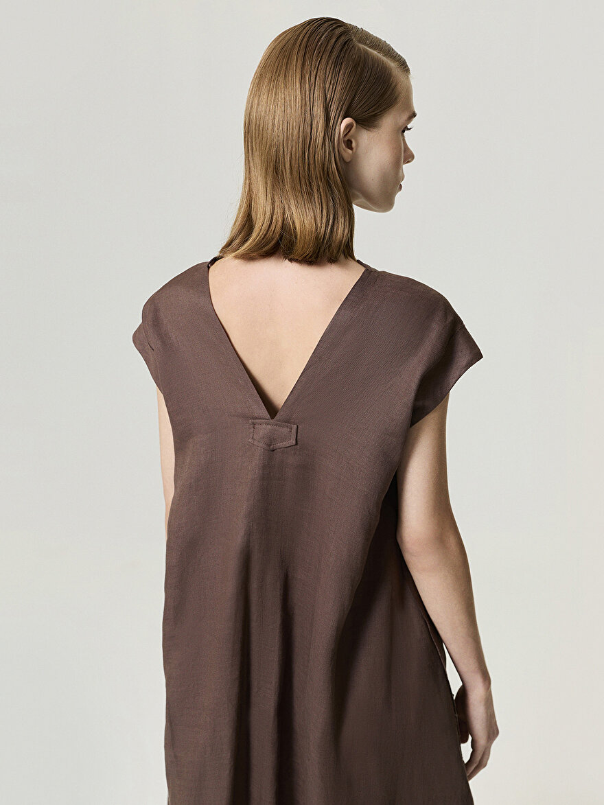 Nocturne Keten Maxi Elbise