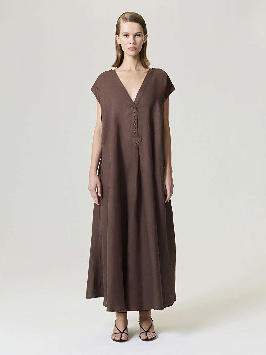 Nocturne Keten Maxi Elbise