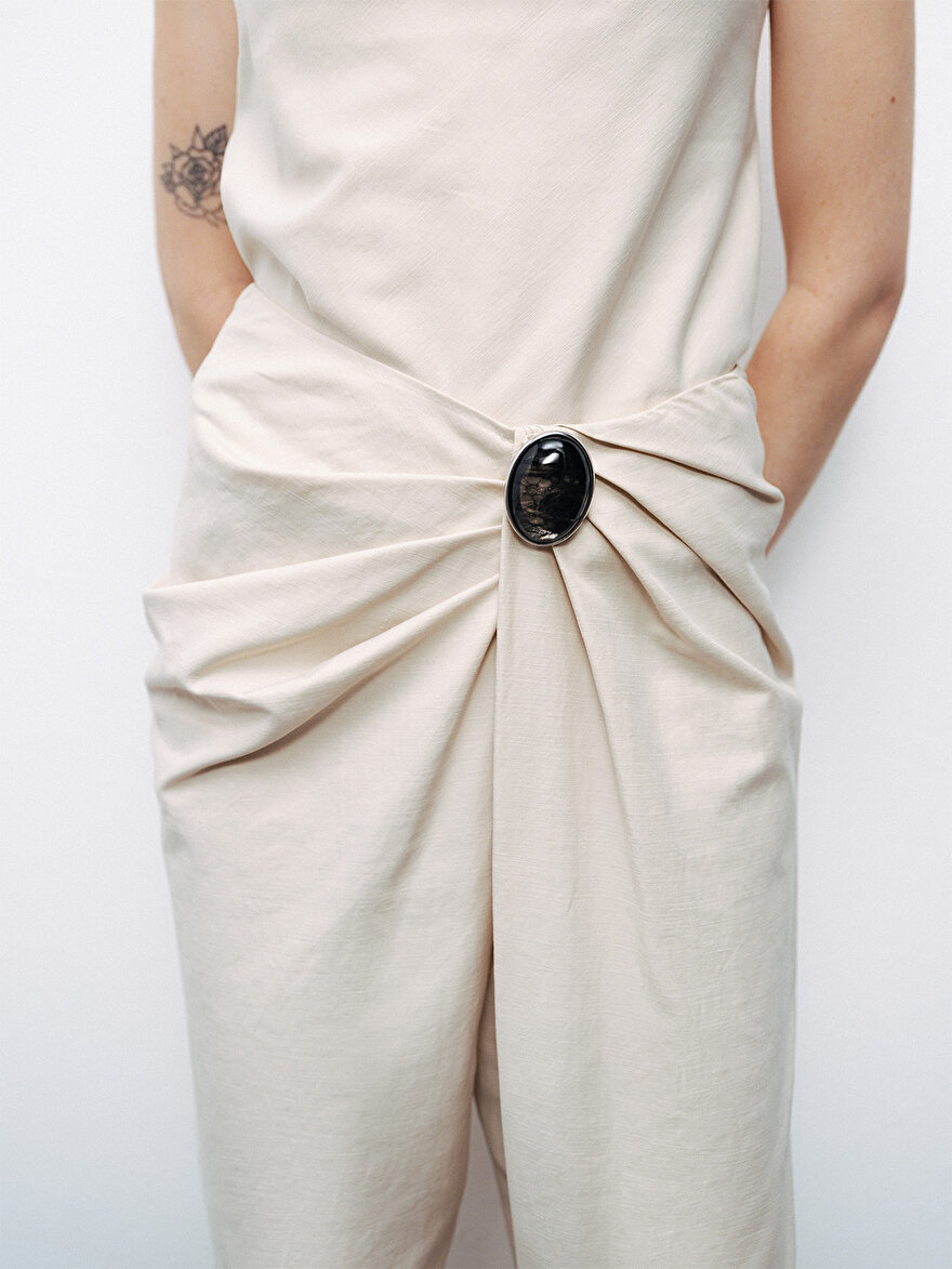 Nocturne Asimetrik Drape Detaylı Pantolon