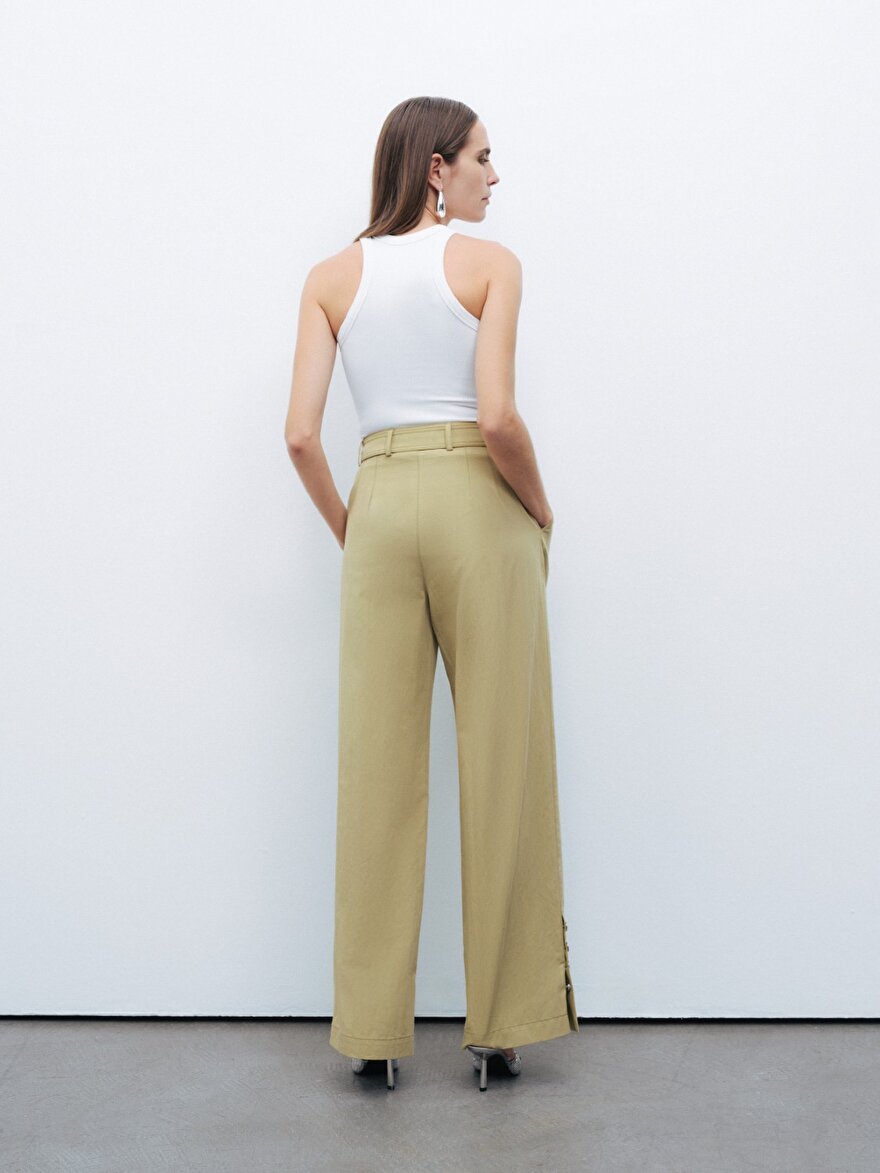 Nocturne Metal Toka Detaylı Kemerli Pantolon