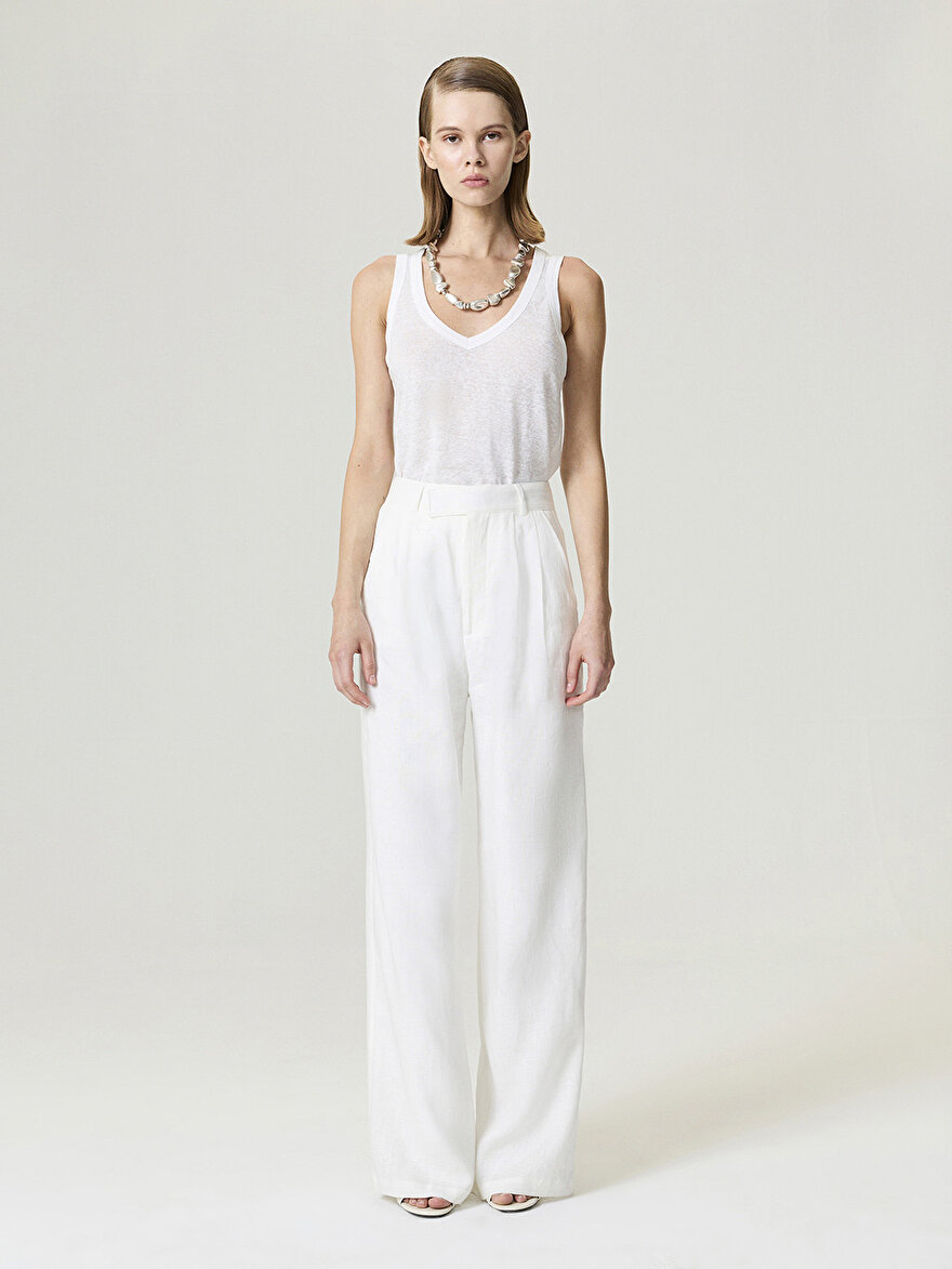 Nocturne Geniş Paça Keten Pantolon