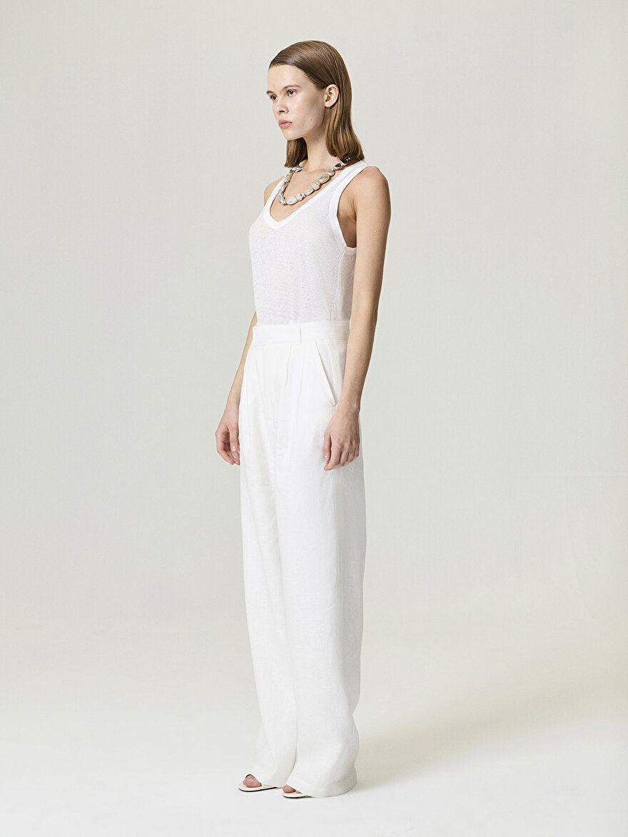 Nocturne Geniş Paça Keten Pantolon
