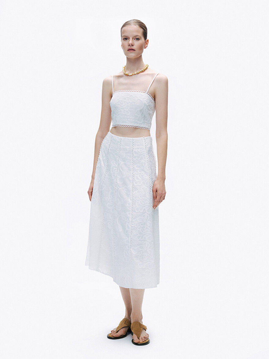 Nocturne Brode Detaylı Midi Etek