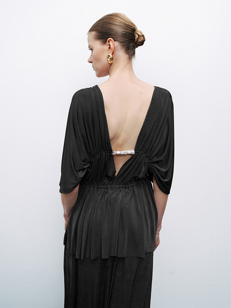 Nocturne Boncuk Aksesuarlı Bluz