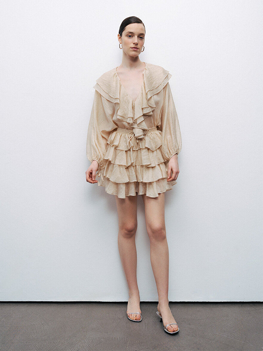 Nocturne Taşlı Volanlı Bluz