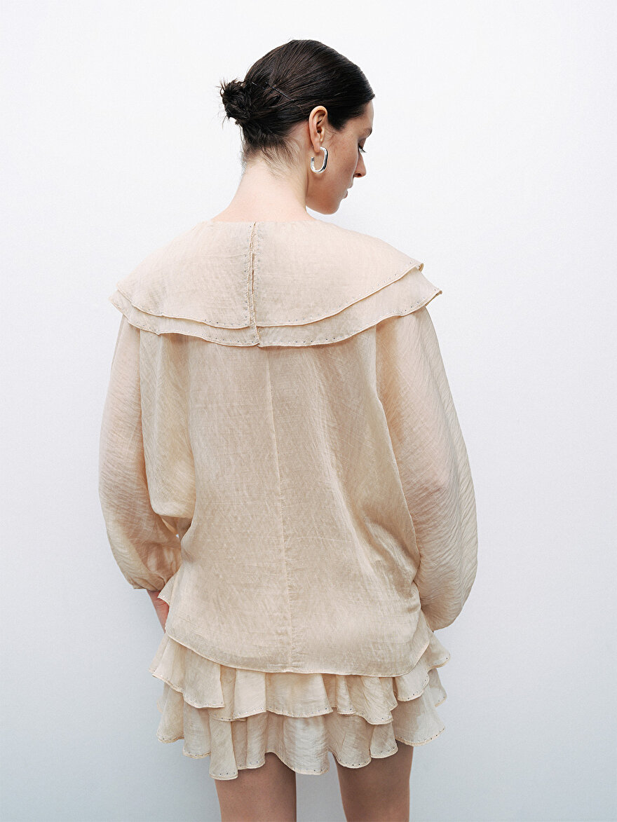 Nocturne Taşlı Volanlı Bluz