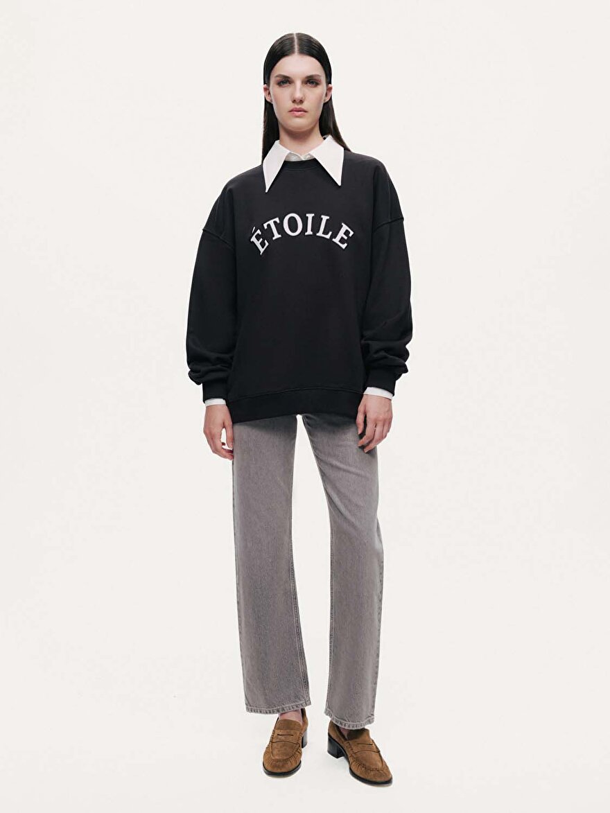 Nocturne Dokuma Yazılı Sweatshirt