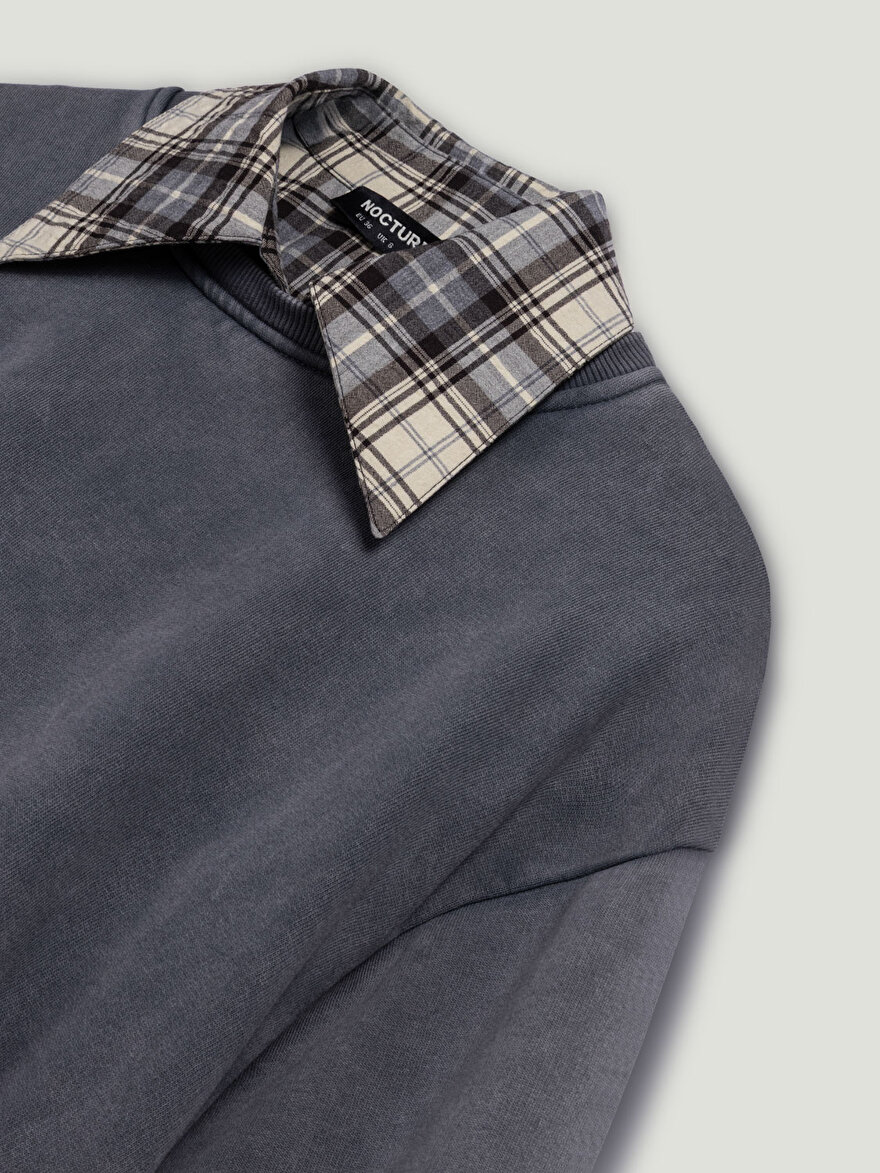 Nocturne Ekose Gömlek Detaylı Sweatshirt