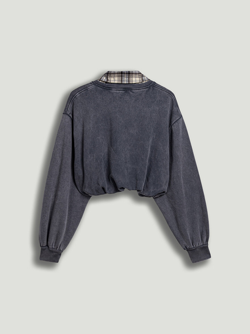 Nocturne Ekose Gömlek Detaylı Sweatshirt