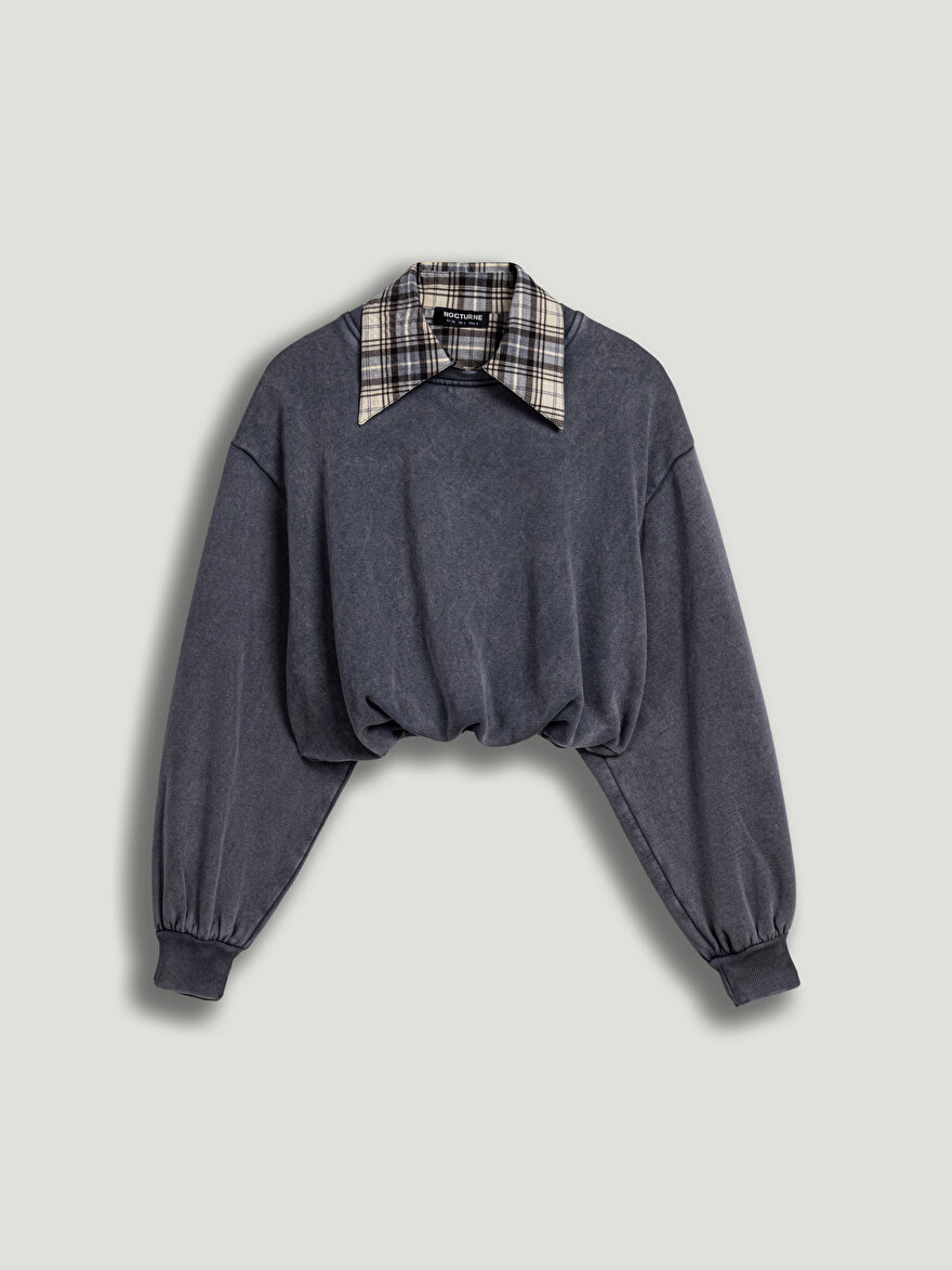 Nocturne Ekose Gömlek Detaylı Sweatshirt