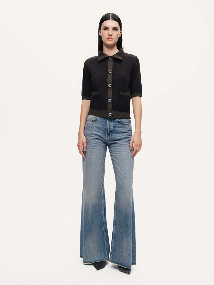 Nocturne Düğme Aksesuarlı Kontrast Triko