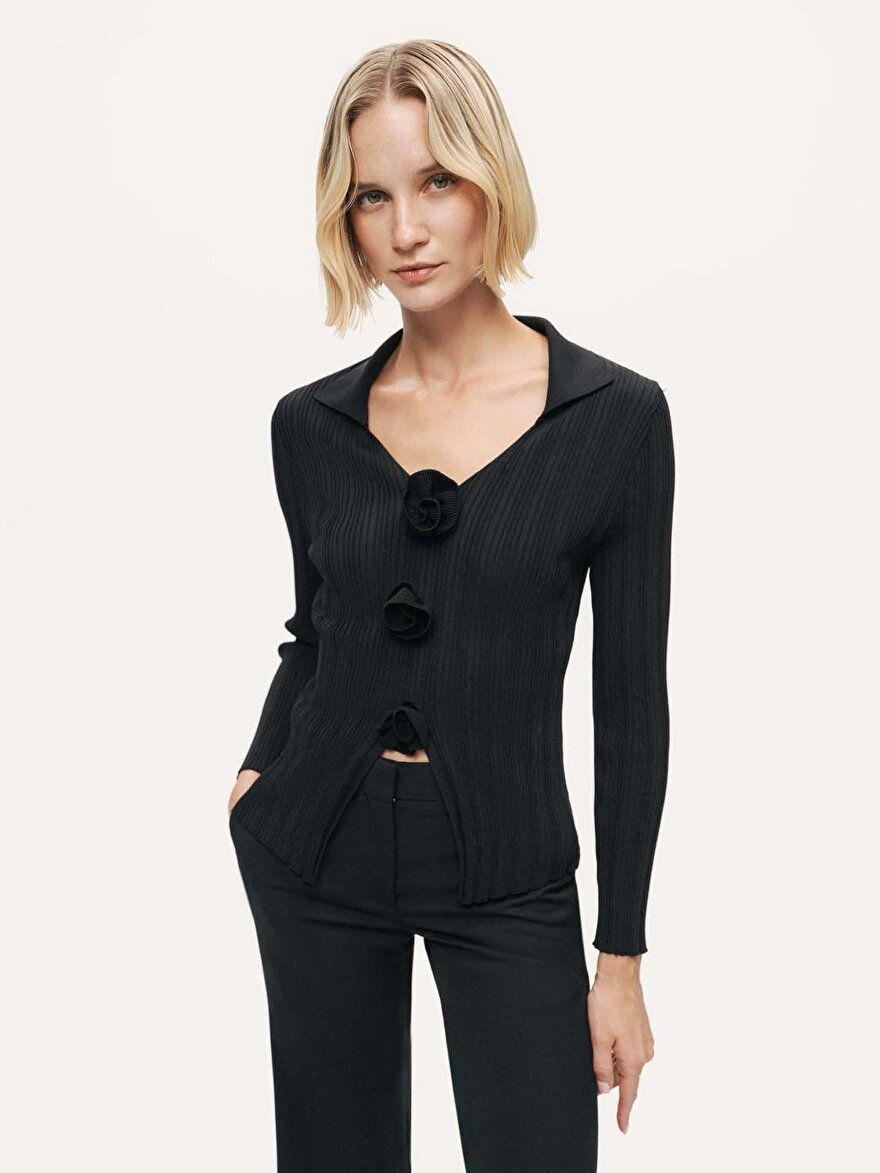 Nocturne Çiçek Detaylı Triko