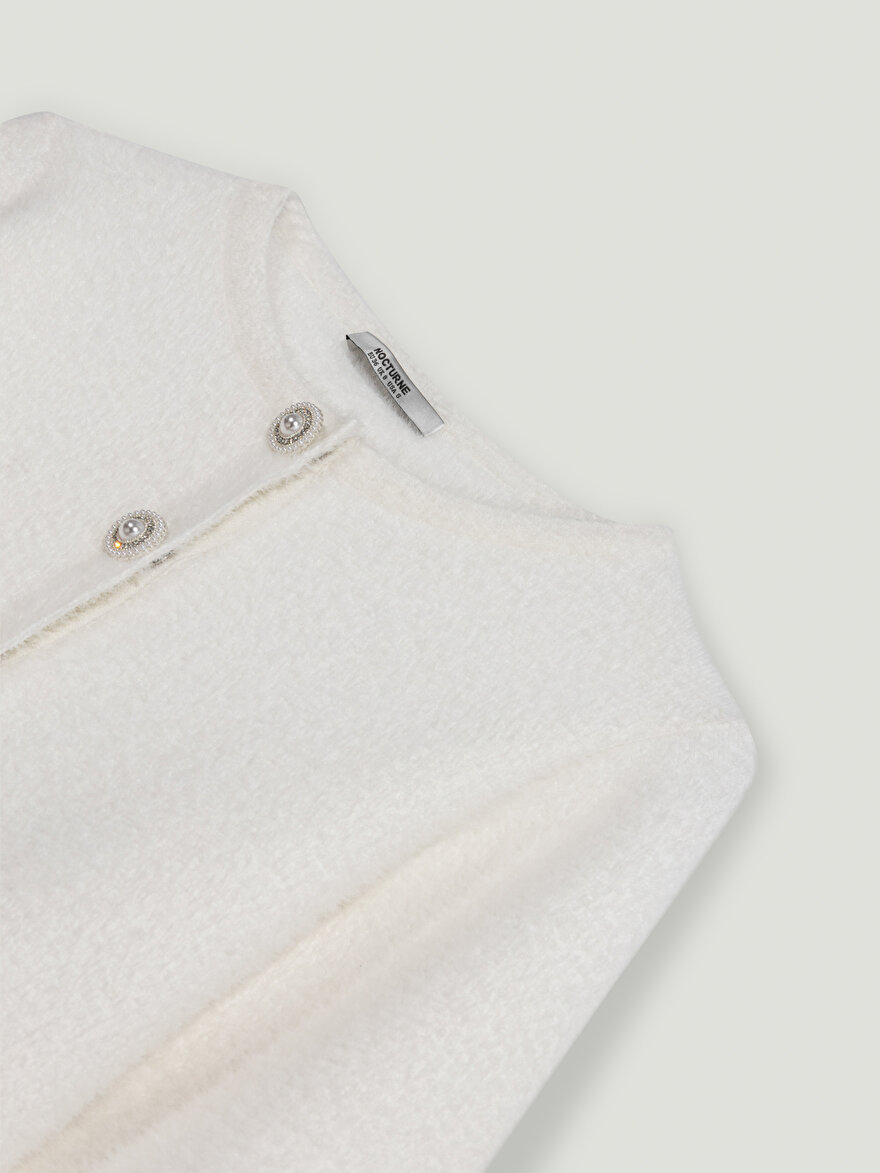 Nocturne Taşlı Düğme Aksesuarlı Triko