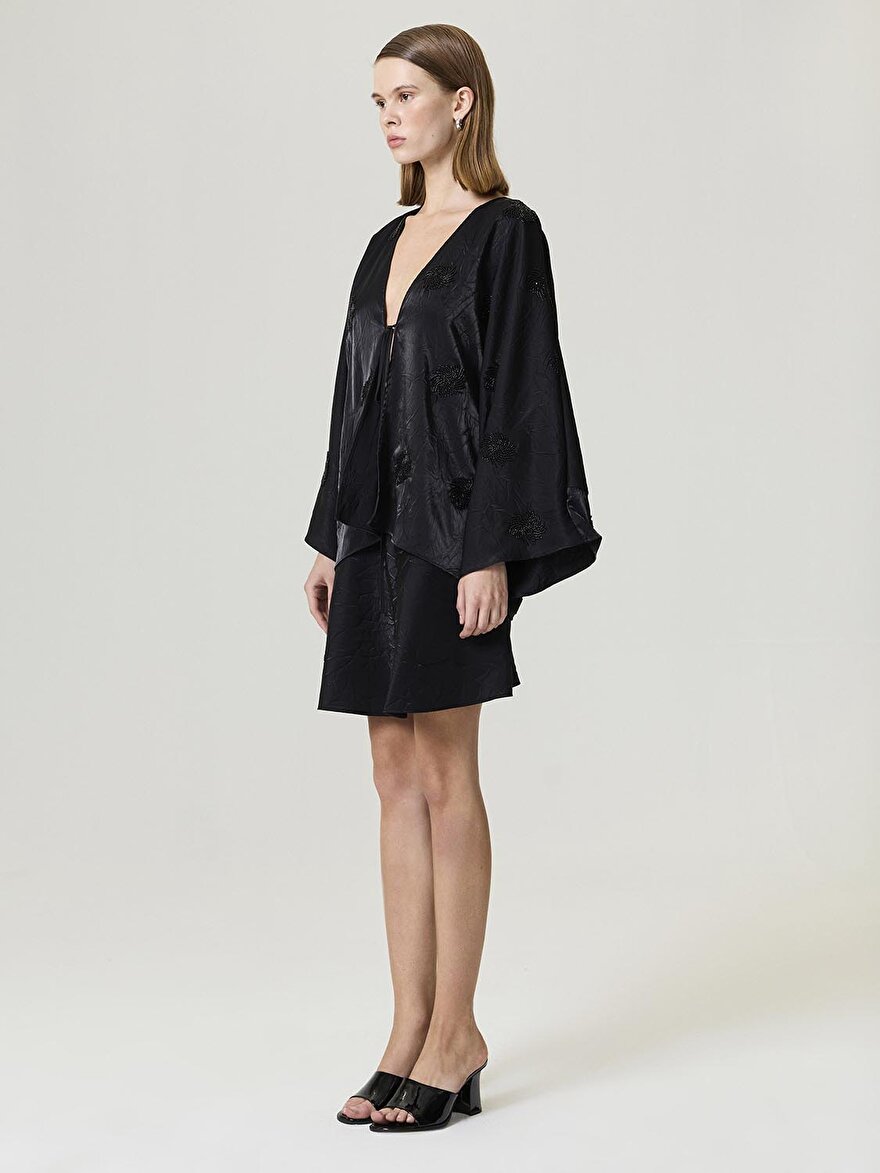 Nocturne Boncuk Brodeli Kimono