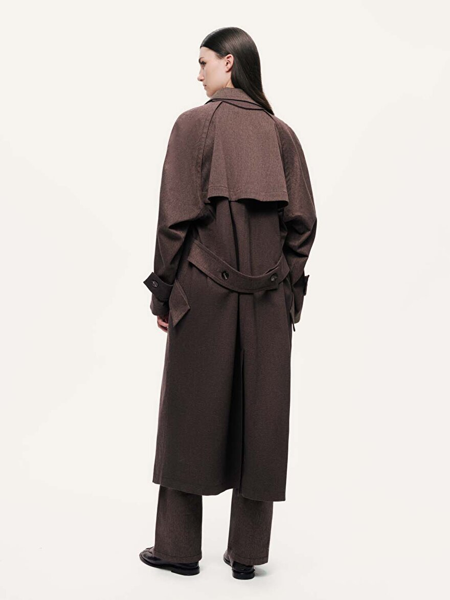 Nocturne Kemer Detaylı Yün Midi Trençkot