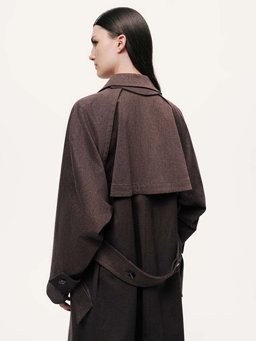 Nocturne Kemer Detaylı Yün Midi Trençkot