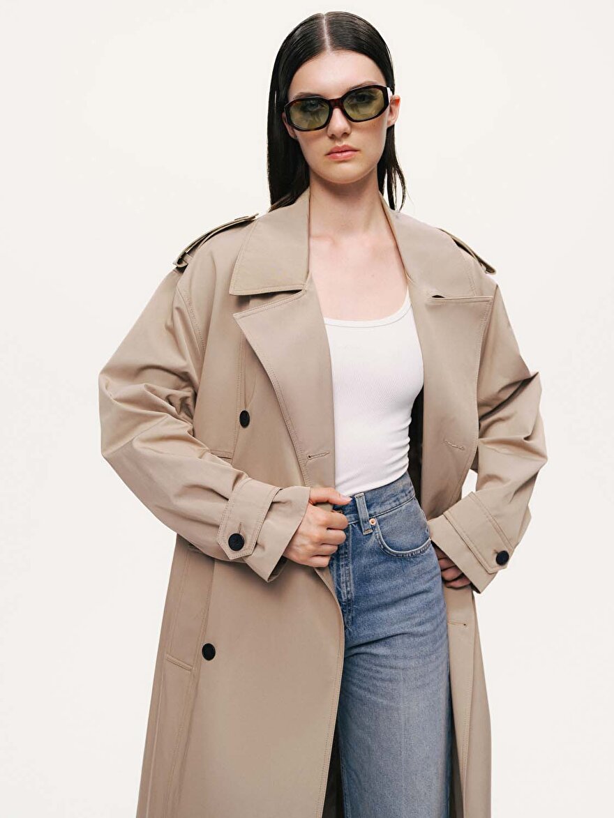 Nocturne Kemerli Maxi Trençkot