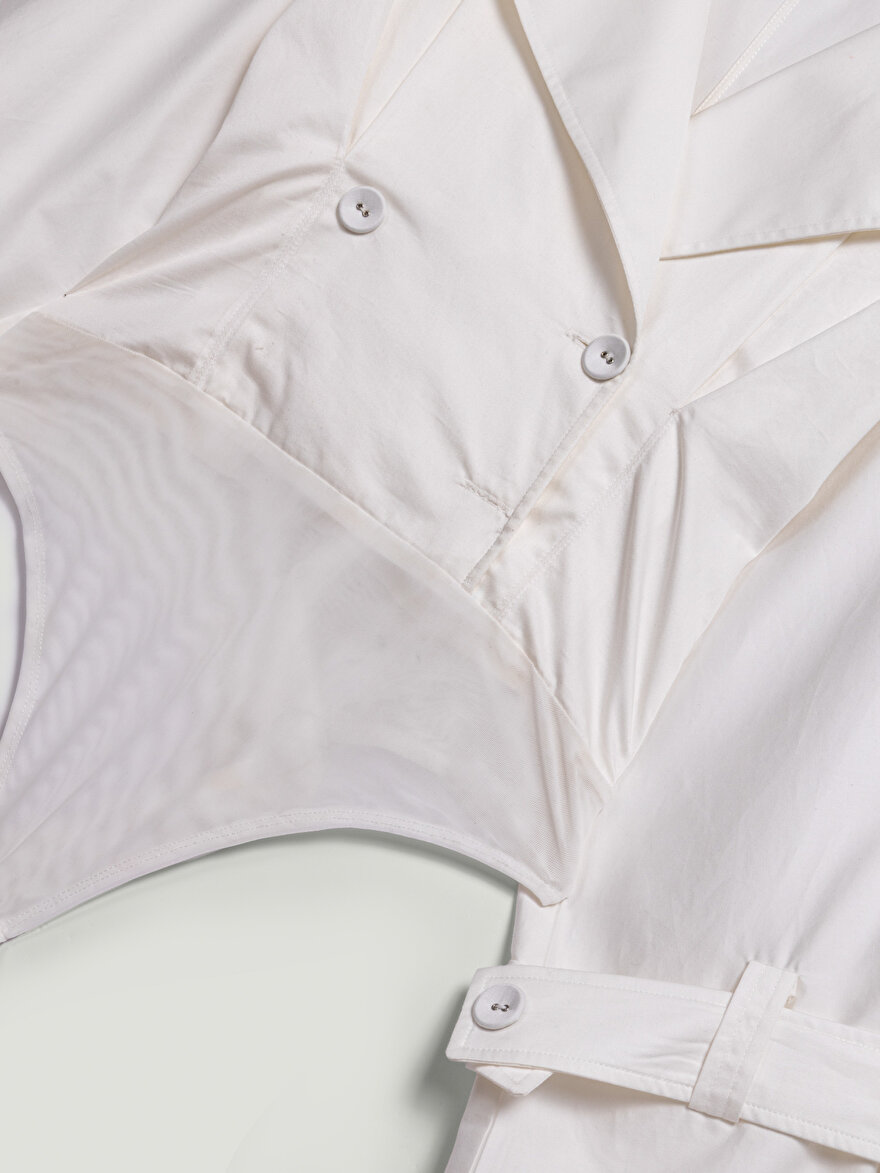 Nocturne Kruvaze Katlı Yakalı Body