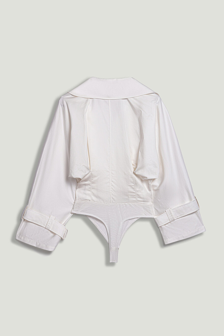 Nocturne Kruvaze Katlı Yakalı Body