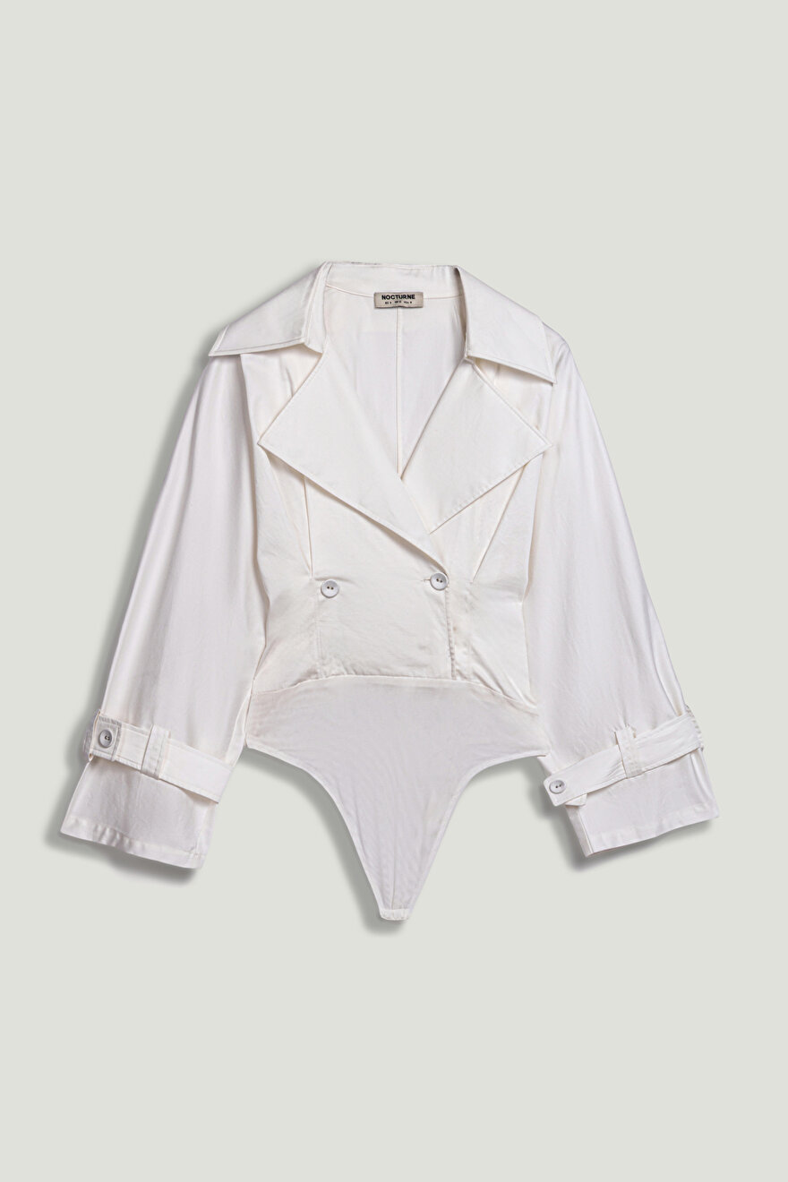 Nocturne Kruvaze Katlı Yakalı Body