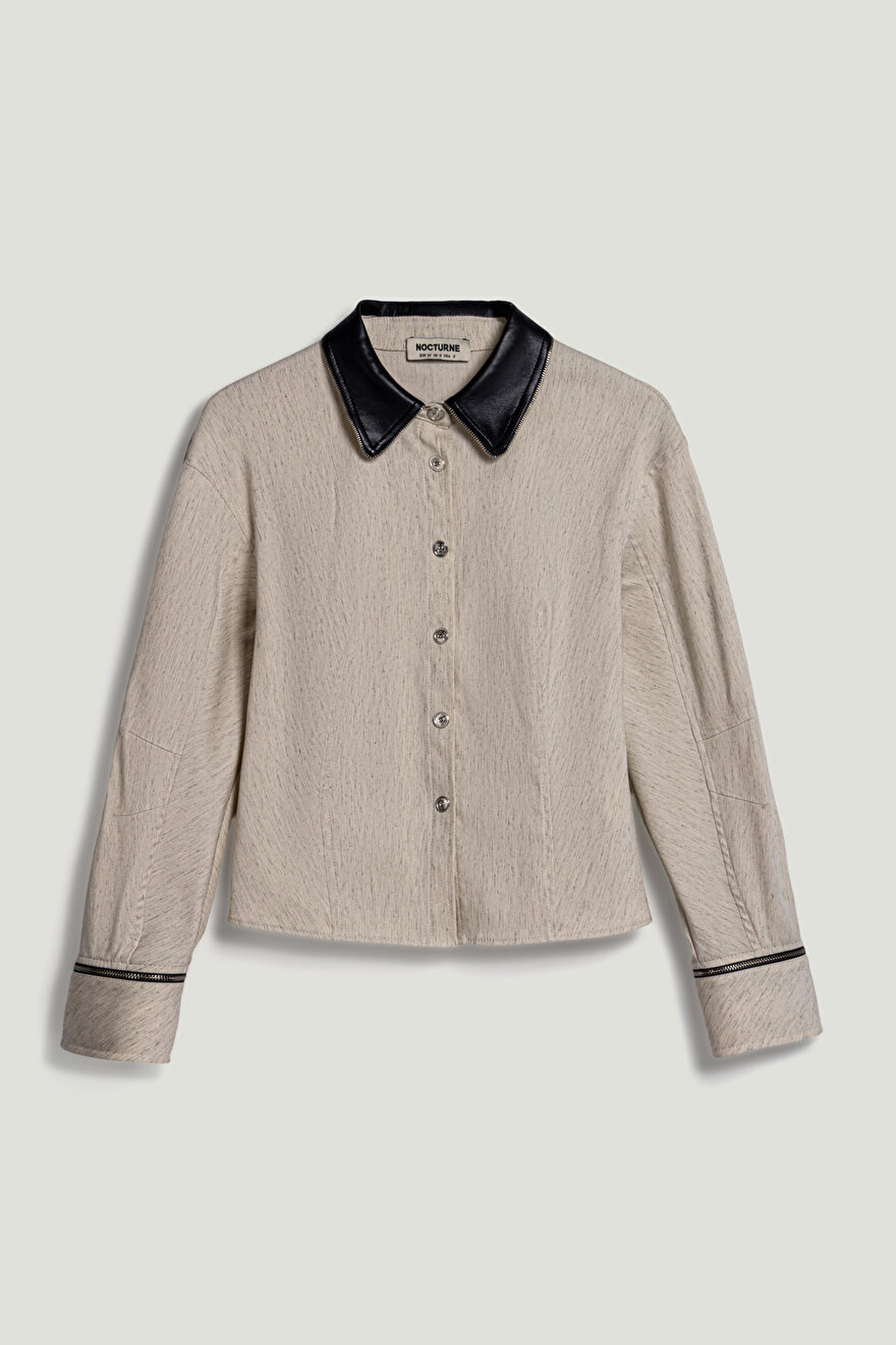 Nocturne Deri ve Fermuar Detaylı Gömlek