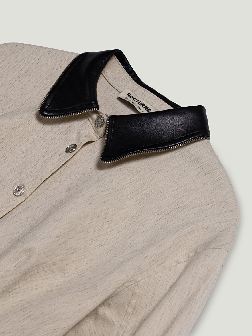 Nocturne Deri ve Fermuar Detaylı Gömlek