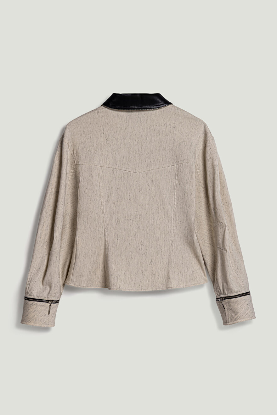 Nocturne Deri ve Fermuar Detaylı Gömlek